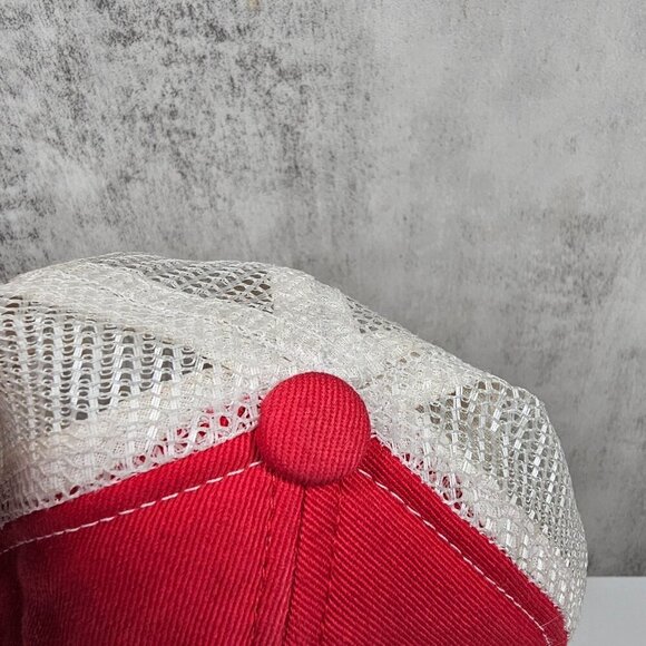Vintage Budweiser Trucker Hat Red & White Mesh Snapback Adjustable Official Prod - Picture 7 of 11
